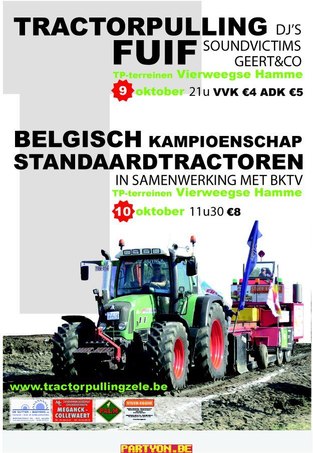 Tractorpullingfuif affiche op 09/10/2010